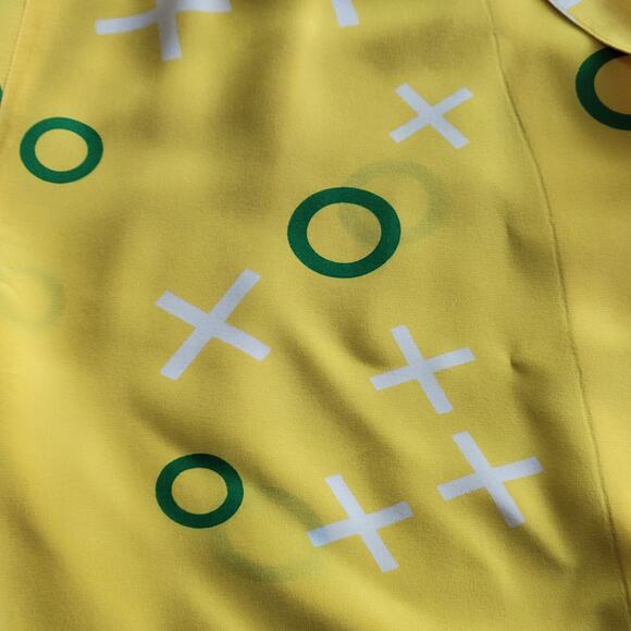 Saks Fifth Avenue Silk Yellow Collard Button Top Size 8 - Picture 5 of 7